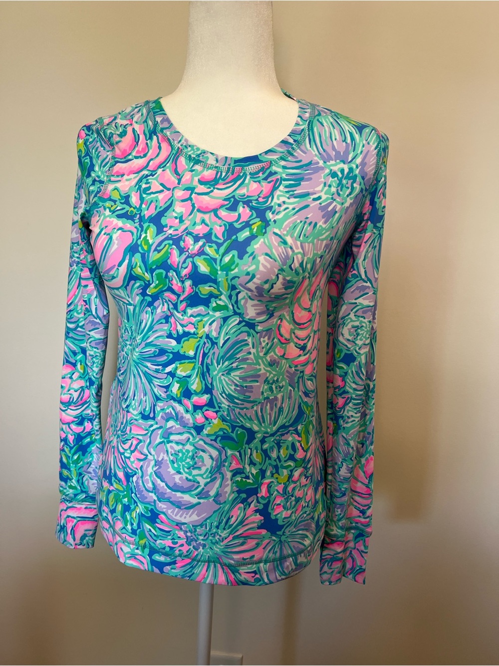 Lilly Pulitzer Long-Sleeve Floral Tee in Blue, Pink & Green